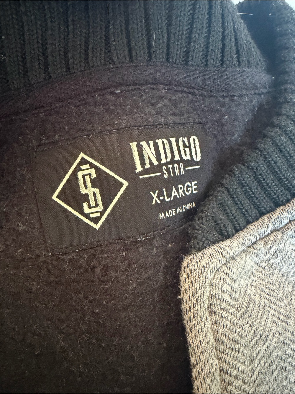 Indigo Star Men's Grey Herringbone Crewneck Wool Look Jacket - Picture 3 of 5